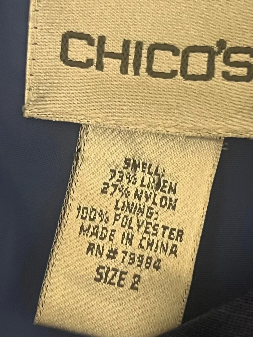 CHICO'S Women's Royal Blue Iridescent Linen Blend Blazer Chico's Size 2 L US 12